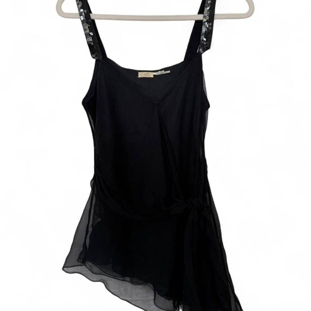 Vintage Y2K Max Studio Special Edition 100% Silk Sequin Black Cami Top M